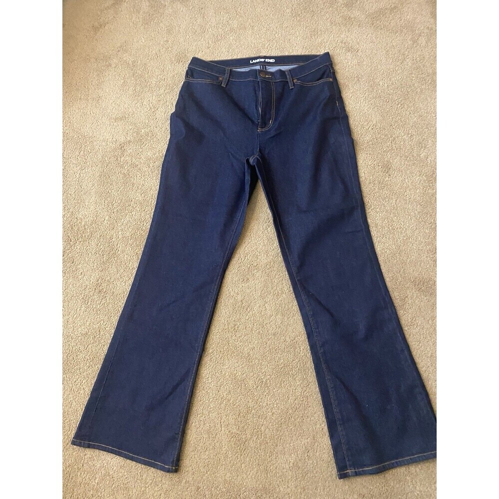 Lands End Bootcut Dark Blue Denim Jeans 5-Pocket Women's Regular